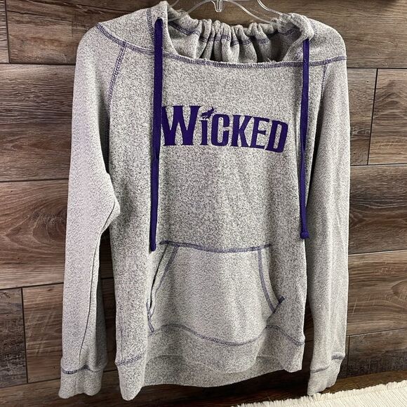 Wicked the Musical Womens Hoodie Pullover Sweatshirt Heather/Purple Grey Small - Picture 3 of 8